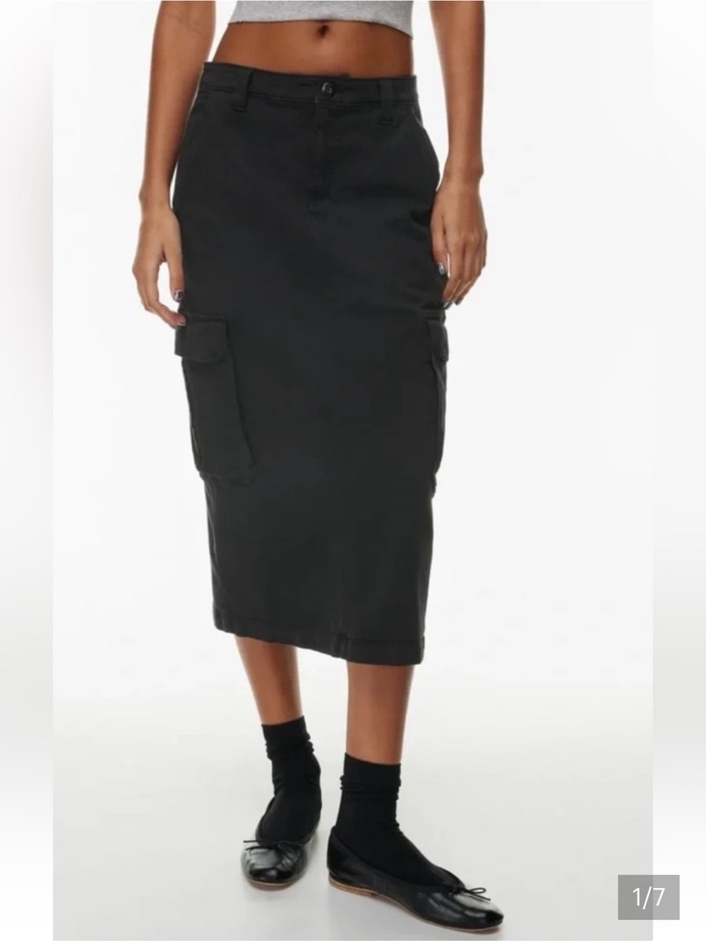 Aritzia TNA Black Utility Cargo Maxi Skirt  6